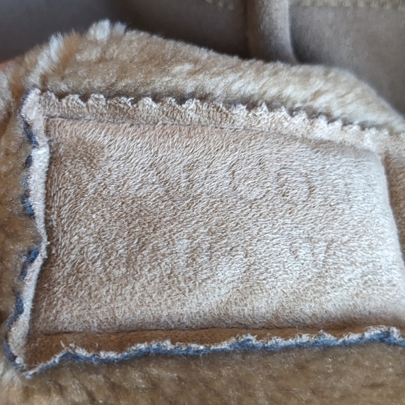 Camel faux suede winter coat faux fur lined sz M/L - Picture 13 of 13